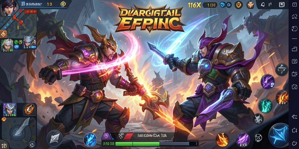 Menampilkan aksi pertarungan seru dalam game MOBA