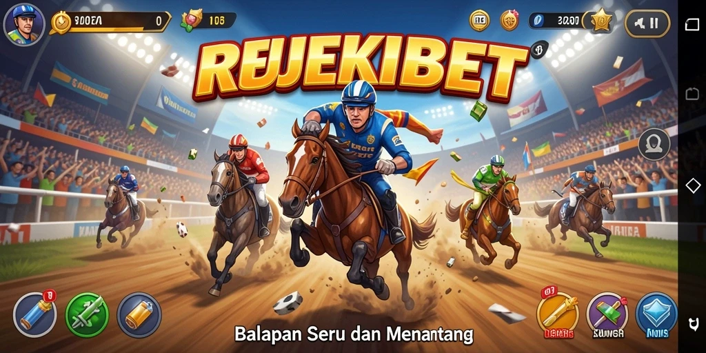 Tampilan gameplay mendebarkan dan penuh aksi di REJEKIBET.